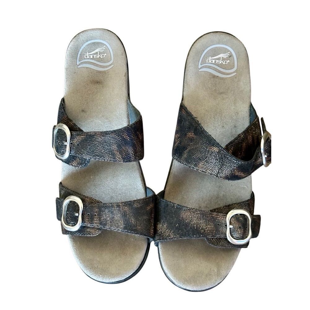 DANSKO Sophie Leather Sandals Black/Brown Size 41  US Size 10.5-11